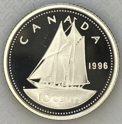 1996 CANADA 10 CENTS PROOF SILVER HEAVY CAMEO DIME COIN - Image 1 of 2