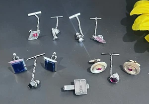 Vintage Cufflinks and Tie Tack / Chain bar - Variety Lot of 11 - Picture 1 of 9