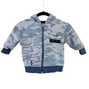 Quiksilver Green Camo Hoodie Boys Sz 2T Camouflage Full Zip Sherpa Sweater Hood - Imagen 1 de 7