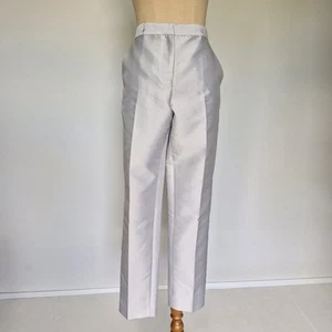 Bianca Spender Silver-Grey Silk Blend Tapered Dress Pants Size 8 - Picture 1 of 11