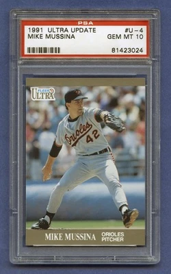 1991 MIKE MUSSINA PSA 10 GEM-MT ROOKIE HOF ULTRA UPDT BALTIMORE ORIOLES #U-4 RZC - Image 1 of 3