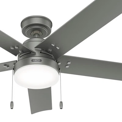 Ventilador Hunter 52 pulgadas informal mate plateado ventilador de techo con cadena de tracción y kit de luz Foto 1 de 4