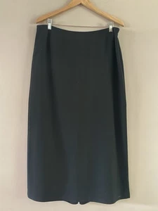 Eileen Fisher Women's Black Wool Blend A-line Midi Maxi Skirt Side Zip Sz. LARGE - Picture 1 of 12