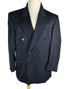 Chereskin Mens 44S Dark Blue Double Breast Guess Wool Sport Coat S22 - Picture 1 of 24