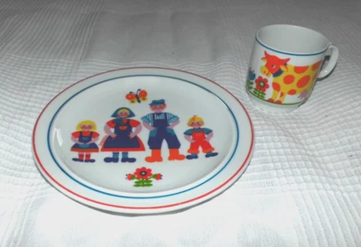GRAZIELA Kinder Geschirr Bauernhof 70er vintage Teller Tasse Thomas brigitte 70s - Bild 1 von 4