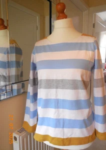 Joules sz 16 Blue & Gold Striped Premium Cotton T-shirt Ua to Ua 21ins / 53cm - Picture 1 of 11