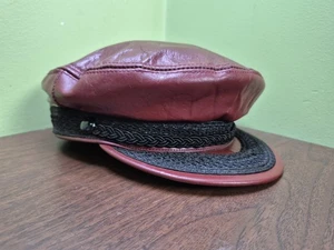 United Hatters Cap & Millinery Cabbie Newsboy Hat Cap Leather Large VTG Read - Picture 1 of 20