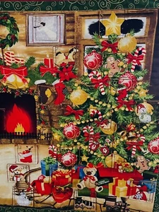 VTG Advent Calendar Hand Sewn Handmade Cloth Fabric w Pockets Hangs Tree Train - Picture 1 of 7