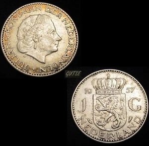 PAÍSES BAJOS, JULIANA, 1 FLORÍN 1957, PLATA, XF. - Imagen 1 de 1