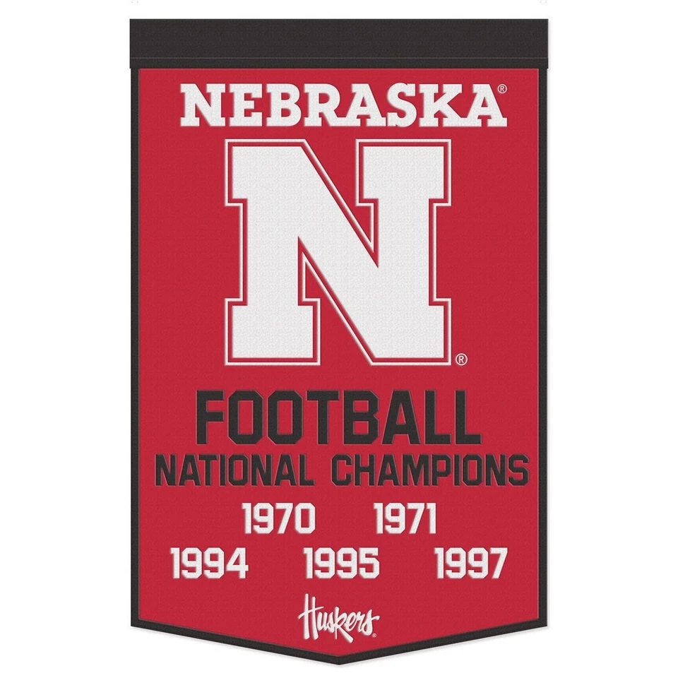 Nebraska Cornhuskers NCAA 24" X 38" Lana Bordada Campos Nacionales Banner Foto 1 de 1