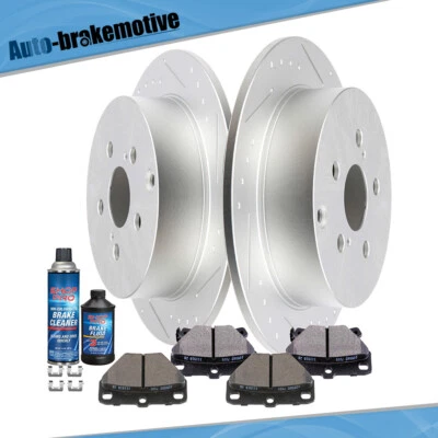 REAR SLOTTED BRAKE ROTORS CERAMIC PADS FITS 2000-2007 Toyota Celica Corolla GTS - Image 1 of 4