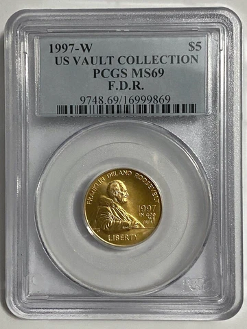 1997-W FDR Franklin Delano Roosevelt $5 Gold Coin - PCGS MS69 Cover