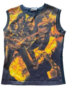 Vintage 90s Incredible Kiss Shirt Glam Metal Band Shirt Damen ärmelloses Shirt L - Bild 1 von 9