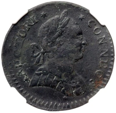 Moneda de Cobre Colonial Connecticut 1788 M 5-B.2 R-4+ NGC XF Detalles Foto 1 de 3