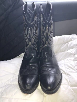 Botas de Vaquero Laredo Fox Lea Vamp Para Hombre Western Cuero Negro Eje Frontal 12 D Foto 1 de 4