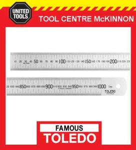 FAMOUS TOLEDO 1000M 1000mm STAINLESS STEEL SINGLE SIDED METRIC RULE - Picture 1 of 2