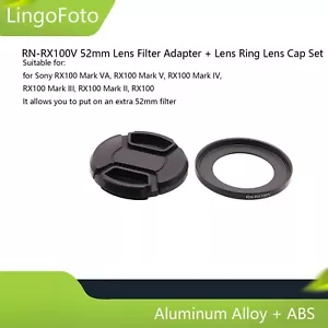 RN-RX100V 52mm Lens Filter Ring + Lens Cap Set for Sony RX100 Mark VA, Mark V - Picture 1 of 13