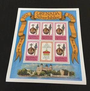 Grenada 1977 Silver Jubilee Queen Elizabeth Mini Sheet 1c Tower Of London - Picture 1 of 3