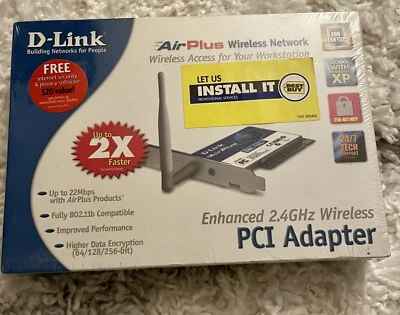 New D-Link AirPlus Enhanced 2.4 GHz Wireless PCI Adapter - Image 1 of 3