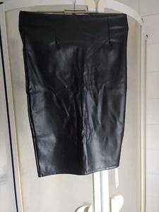 Lederimitat Midi Rock schwarz eng Pencilskirt Bleistiftrock Gr. L - Bild 1 von 6