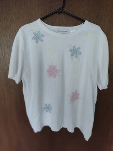 Alfred Dunner White Woman Shirt Sleeve Knit Sweater Top XL - Picture 1 of 6