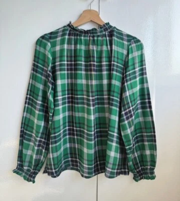 Brora Plaid Frill Blouse Size 10- rrp £139 - Image 1 of 4