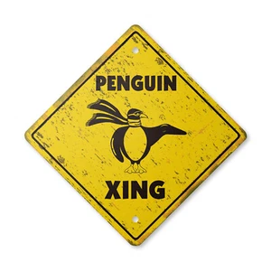 Penguin Vintage Crossing Sign Xing Plastic Rustic road Arctic Alaska zoo igloo s - Picture 1 of 4
