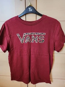 Womens Vans Animal Print Burgundy Red Tshirt Size Medium - Picture 1 of 1
