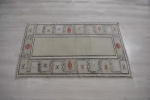Milas Carpet, Beige Carpet, Turkish Handmade Wool Carpet 54 x 33 inches - Picture 1 of 7