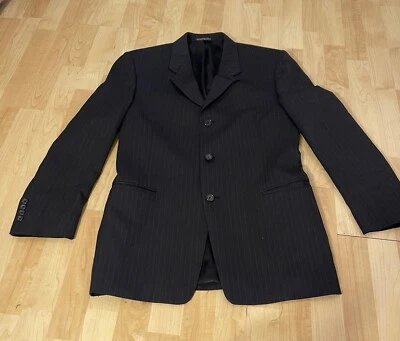 Kenneth Cole masculino – 32" de comprimento 38" de largura-preto com pino cinza Str/blazer/jaqueta terno - Imagem 1 de 4