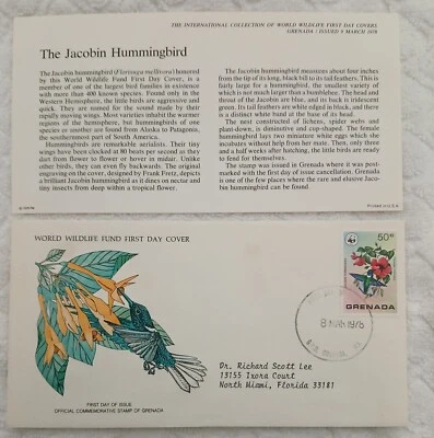 GRENADA 1978 - WWF - THE JACOBIN HUMMINBIRD - FDC - Image 1 of 2