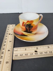 Vintage Made in Japan Chikaramachi Teacup Tea Cup & Saucer demitasse Sunset - Picture 1 of 7