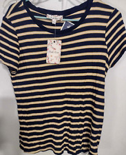 Pink Rose Top Women L Stripe Ribbed Stretchy Casual On The Go NWT