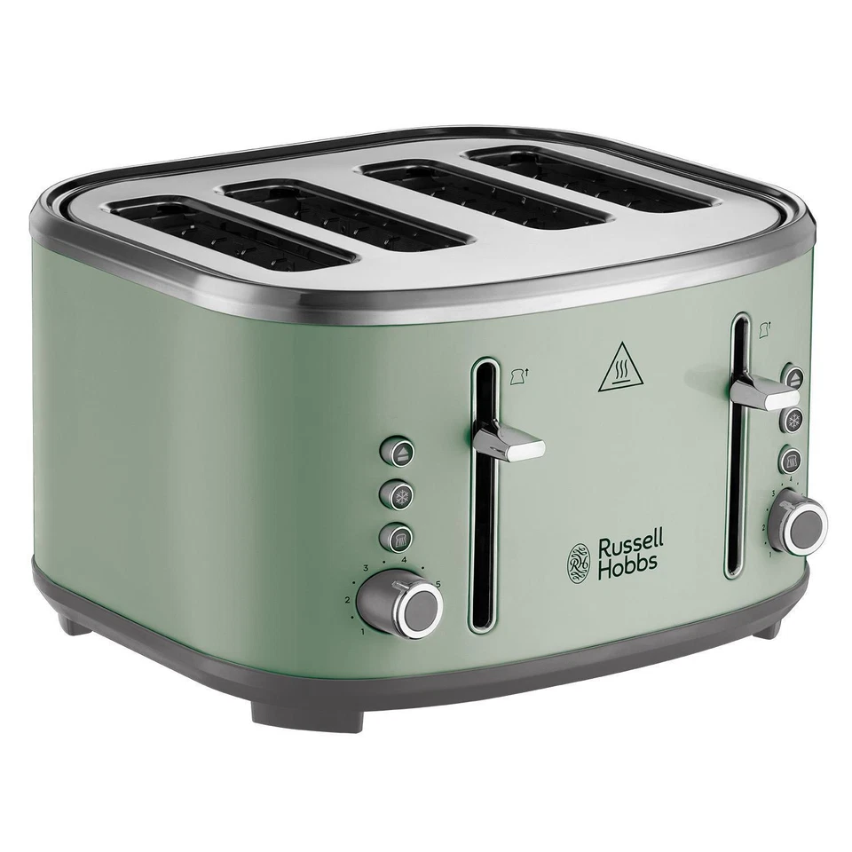 Russell Hobbs Stylevia Sage Green 4 Slice Toaster - Image 1 of 4