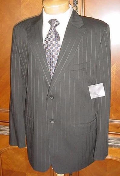 NUEVO CON ETIQUETAS TRAJE A RAYAS NEGRO CLAIBORNE ESSENTIALS PARA HOMBRE TALLA 42L NUEVO K36 Foto 1 de 1