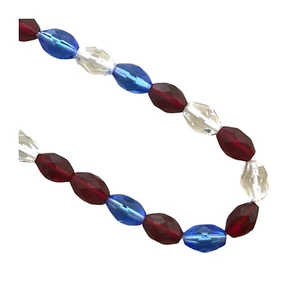 50 Preciosa Czech Fire Polished Faceted Oval Glass 11mm Assorted Red Blue Beads - Picture 1 of 4