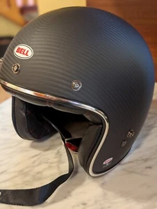 Bell Custom 500 Carbon Open Face Motorcycle Helmet Matte Black Medium MD - Picture 1 of 10