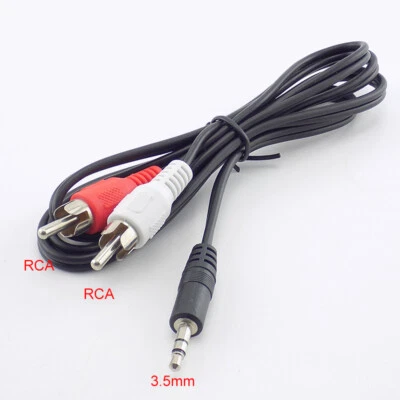 3.5mm Headphone Plug Jack to 2 RCA Male Stereo Audio Sound Extension Cord Cable - Image 1 of 4