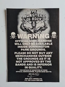 Rare Monsters Of Rock 1987 Festival MUSIC Album ADVERT 9X12" POSTER - Picture 1 of 1
