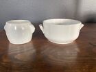 Two Vintage French Apilco White Porcelaines  Lions Head And Bouillon Bowl