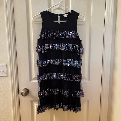 Crewcuts J Crew Blue Tiered Tulle Sequin Party Dress Girls Size 14 - Image 1 of 4