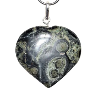Ciondolo Cuore Kambaba Jasper caricato + Catena 20" + Cuore Selenite - Foto 1 di 8
