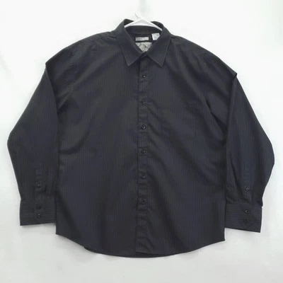 Camisa Bruno New York Para Hombre Grande Negra Sutil Rayas Elastizada Abotonada Foto 1 de 4