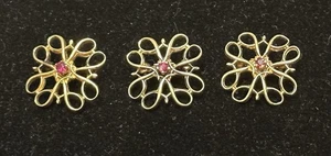 3 AVON Robbins Co President Award Rubin Anstecknadel Brosche 10K Gelbgold - Bild 1 von 6