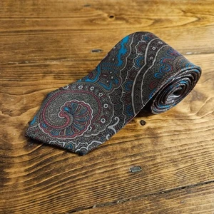 Flying Scotsman Collection 100% Silk Tie Paisley Pattern Brown Blue Red 57" - Picture 1 of 6