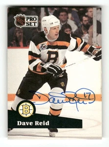 1991-92 Pro Set 348 Dave Reid signed auto autograph  Bruins Blue sig MZ BXCP57 - Picture 1 of 2