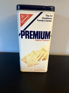 Lata de galletas Nabisco Saltine Premium 16 onzas lata publicitaria vintage - Imagen 1 de 6