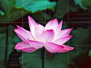 Panel de cerámica de mosaico de un azulejo de pintura de flores de loto - Imagen 1 de 7