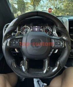Customized Black Carbon Steering Wheel For ram 1500 trx 2019-2024 With Heat - Foto 1 di 3