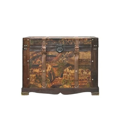 Baúl de madera con forma de cofre de tesoro pátina desgastada vintage ws4534 Foto 1 de 4